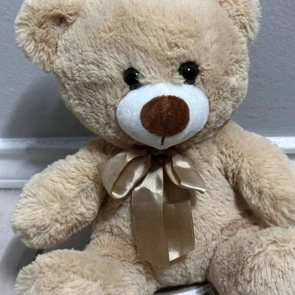 Brown Teddy Bear Tan Bow Plush Stuffed Animal Toy Pelucheria Soft. - Picture 2 of 6